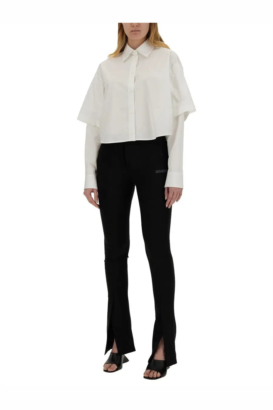 Off-white women’s white poplin shirt with crisp collar relaxed fit and cape sleeves button-down style