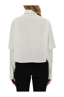 Off-white women’s poplin shirt in crisp white with double-layered fabric and relaxed fit short sleeves