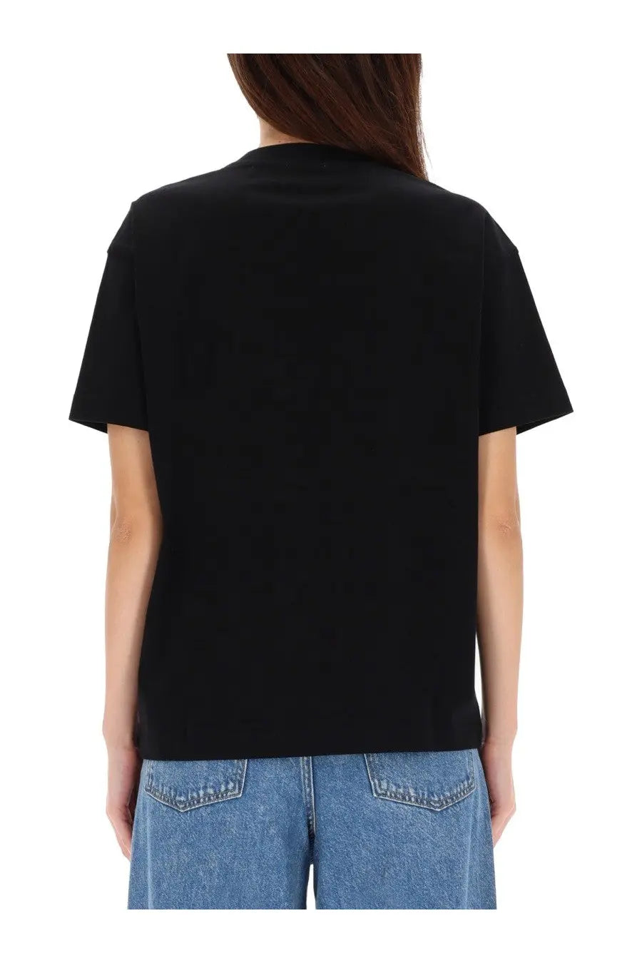 Off-white women’s black short-sleeved t-shirt with a simple solid design made from soft cotton fabric