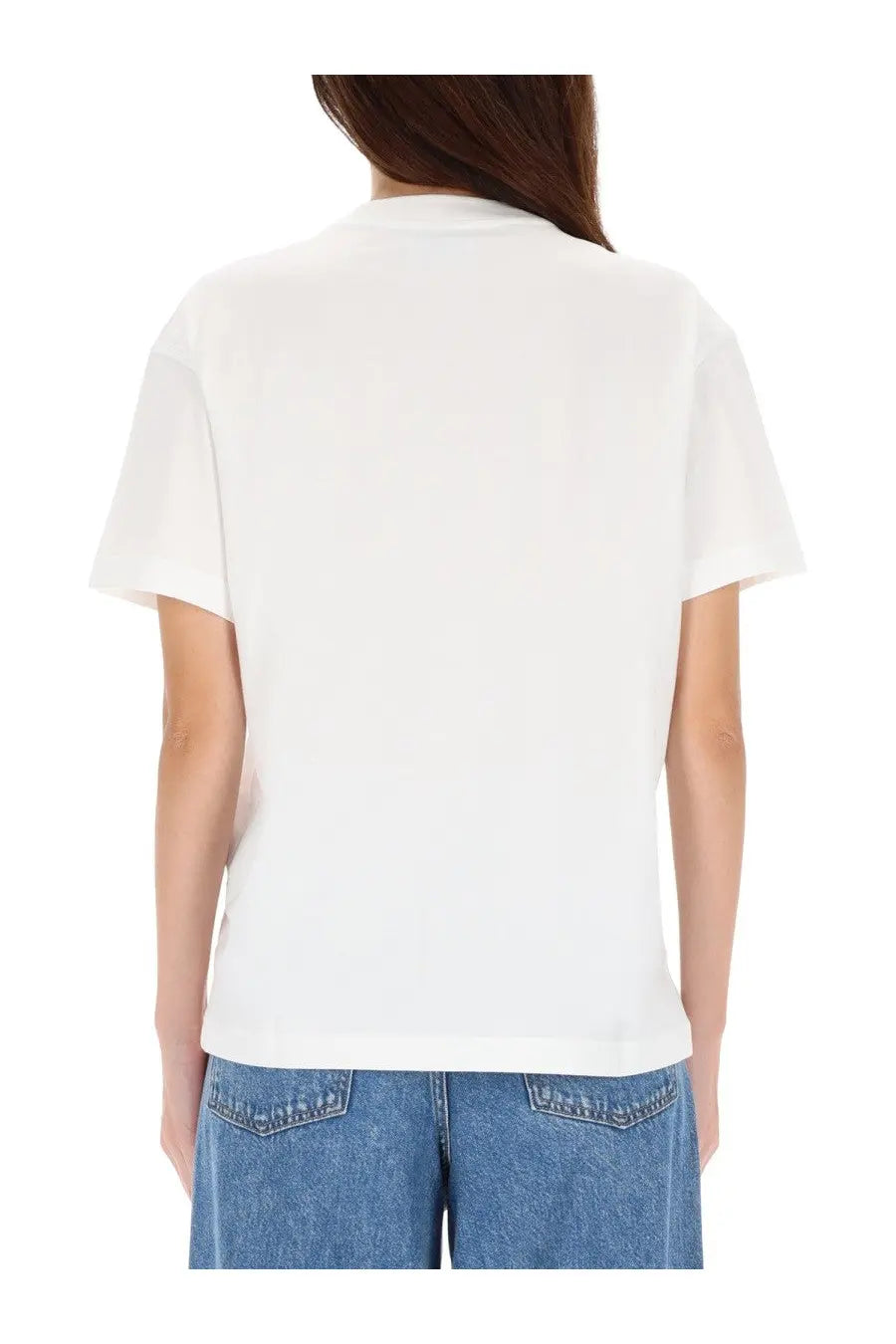Off-White women’s white cotton t-shirt with a simple minimalist design perfect for casual wear