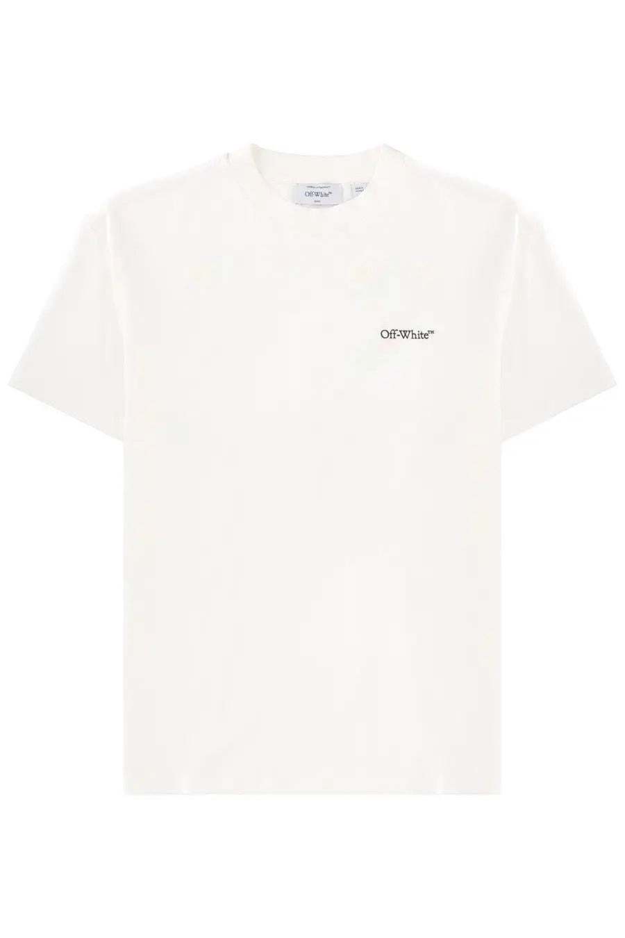 Off-white women’s white cotton t-shirt with black embroidered logo on the chest