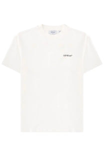 Off-white women’s white cotton t-shirt with black embroidered logo on the chest