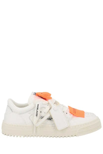 Off-White women’s low top court sneaker in white with orange accents and chunky sole for casual wear