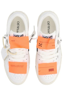 Off-white women’s low top court sneaker in white with orange label accents and black logo details
