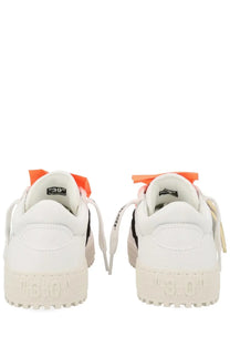 Off-white women’s low top court sneaker in white with orange laces and black accents for casual wear