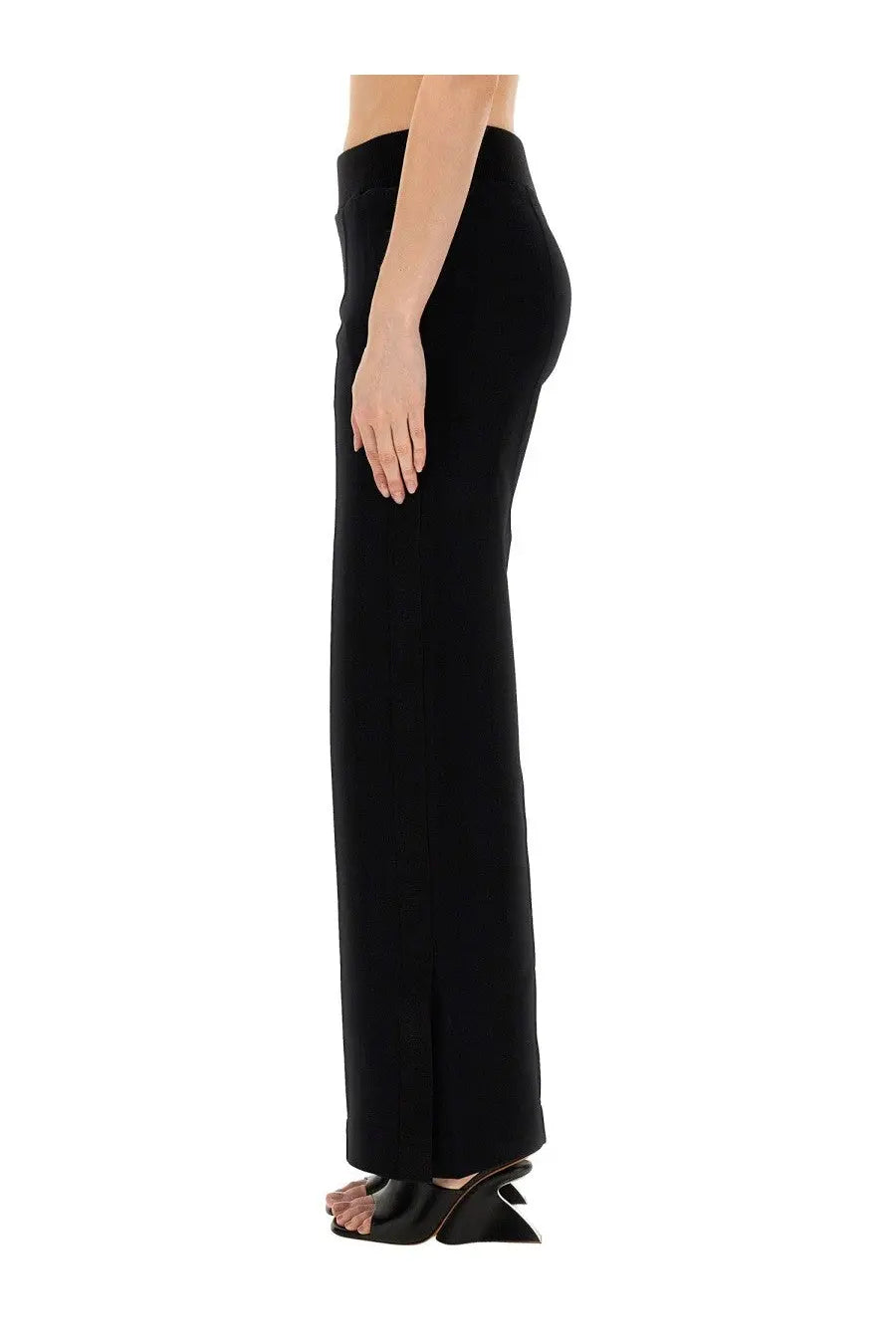 Off-white women’s black high-waisted wide-leg trousers with sleek straight cut and subtle side slit