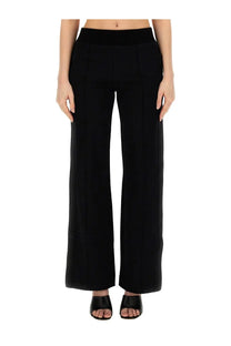 Off-White women’s black wide leg pants with high-waisted elasticated waistband and straight-cut legs
