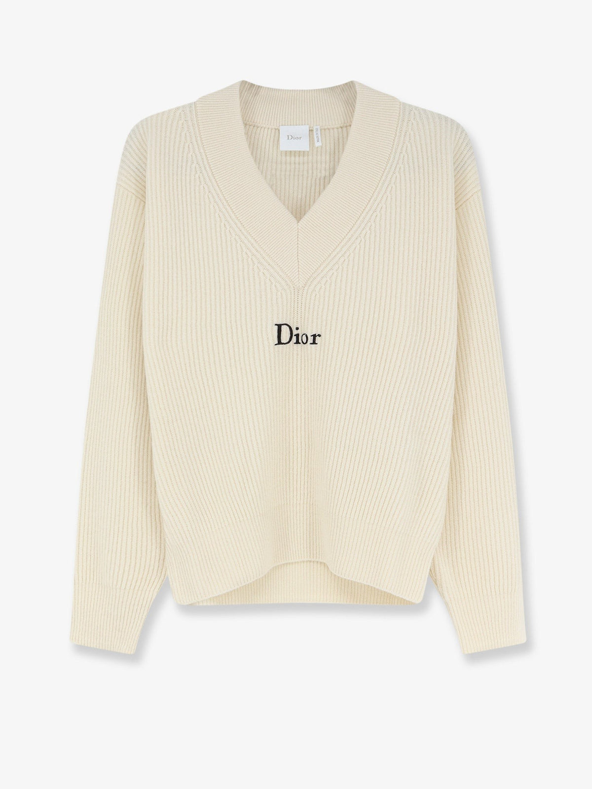 Dior Women's White Wool and Cashmere Ribbed Sweater White