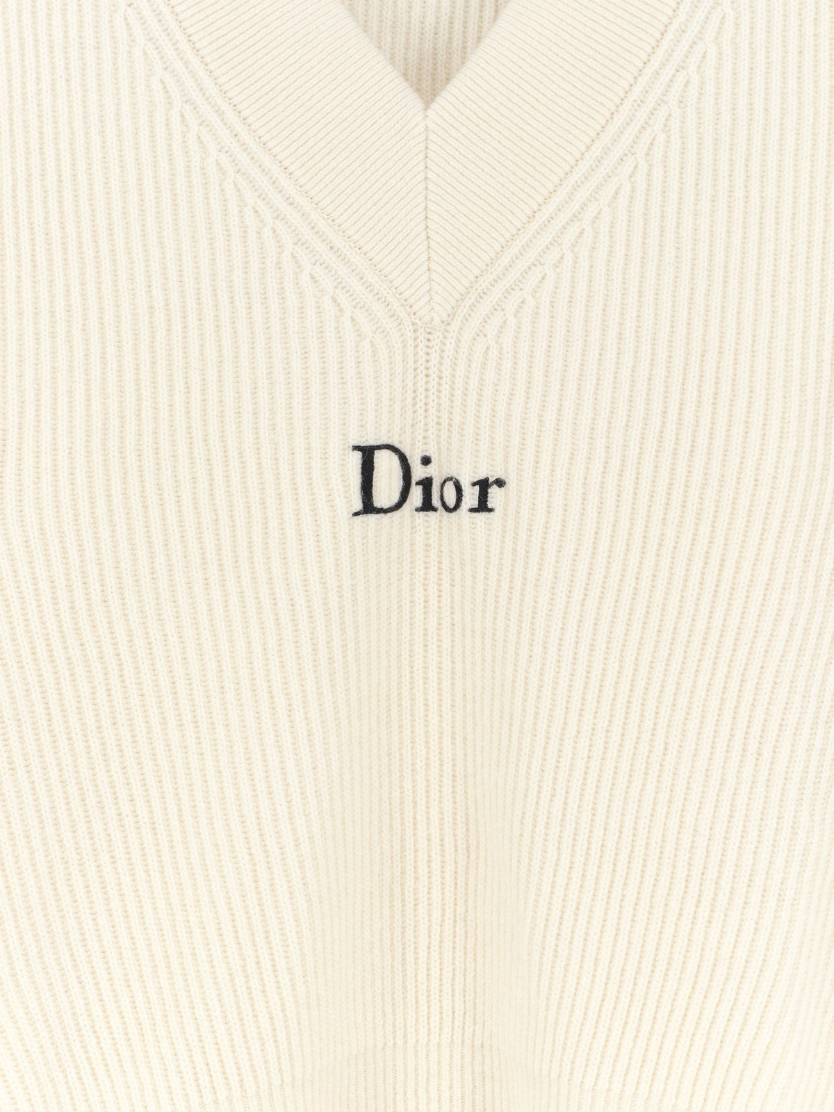 Dior Women's White Wool and Cashmere Ribbed Sweater White