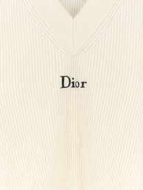 Dior Women's White Wool and Cashmere Ribbed Sweater White