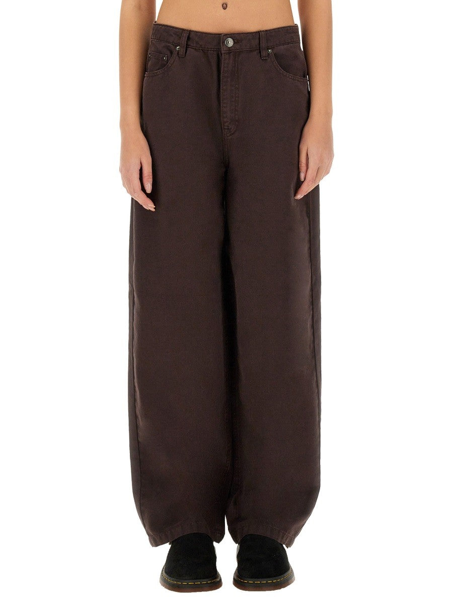 Rotate Birger Christensen Women's Wide Leg Pants Brown