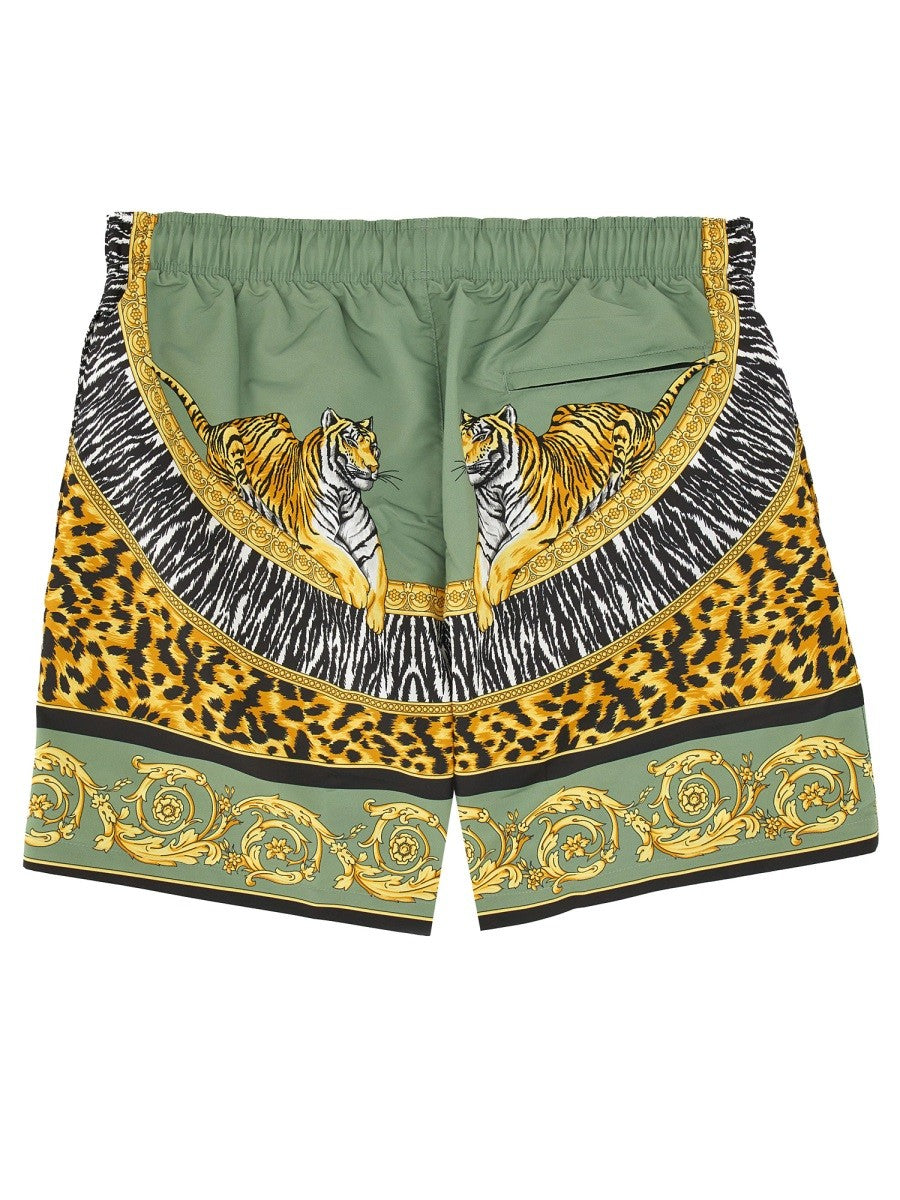 Versace Men's Wild Cats Beach Bermuda Shorts Multicolor