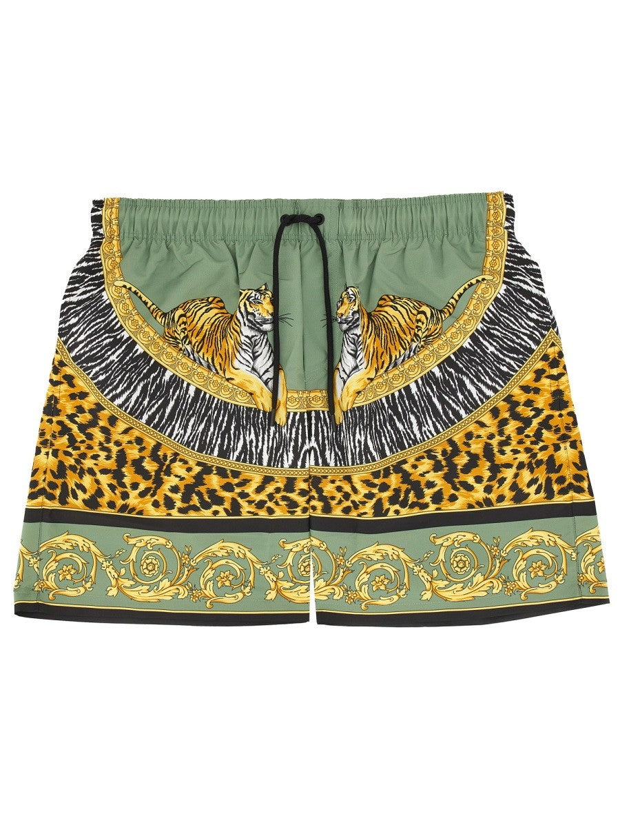 Versace Men's Wild Cats Beach Bermuda Shorts Multicolor