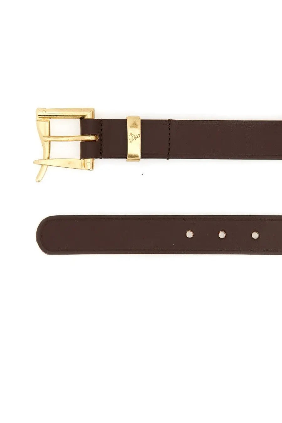 Brown leather woburn walk mens qr belt with gold toned buckle and matching metal plate