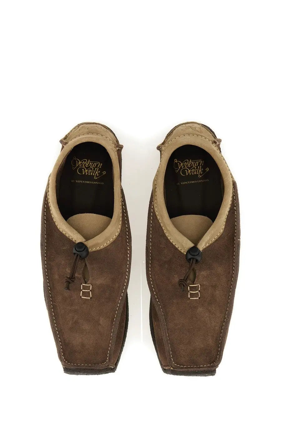 Woburn walk men’s suede loafer in brown with tan lining and black toggle closures for casual wear