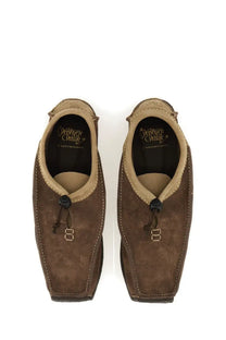 Woburn walk men’s suede loafer in brown with tan lining and black toggle closures for casual wear