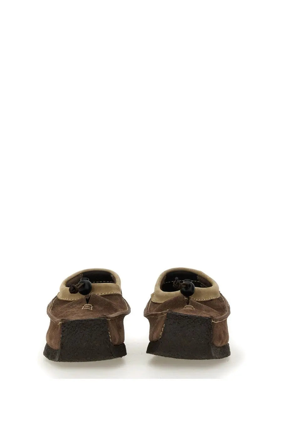 Woburn Walk men’s suede loafer brown moccasin shoes with tan collar and black rubber soles front view