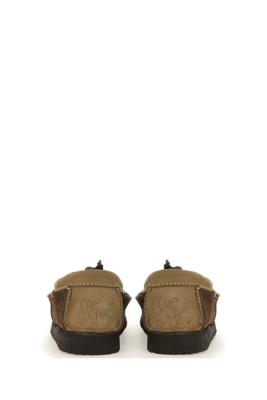 Woburn Walk men’s suede loafer brown featuring tan leather moccasin shoes with brown suede accents and black rubber sole
