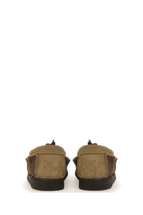 Woburn Walk men’s suede loafer brown featuring tan leather moccasin shoes with brown suede accents and black rubber sole