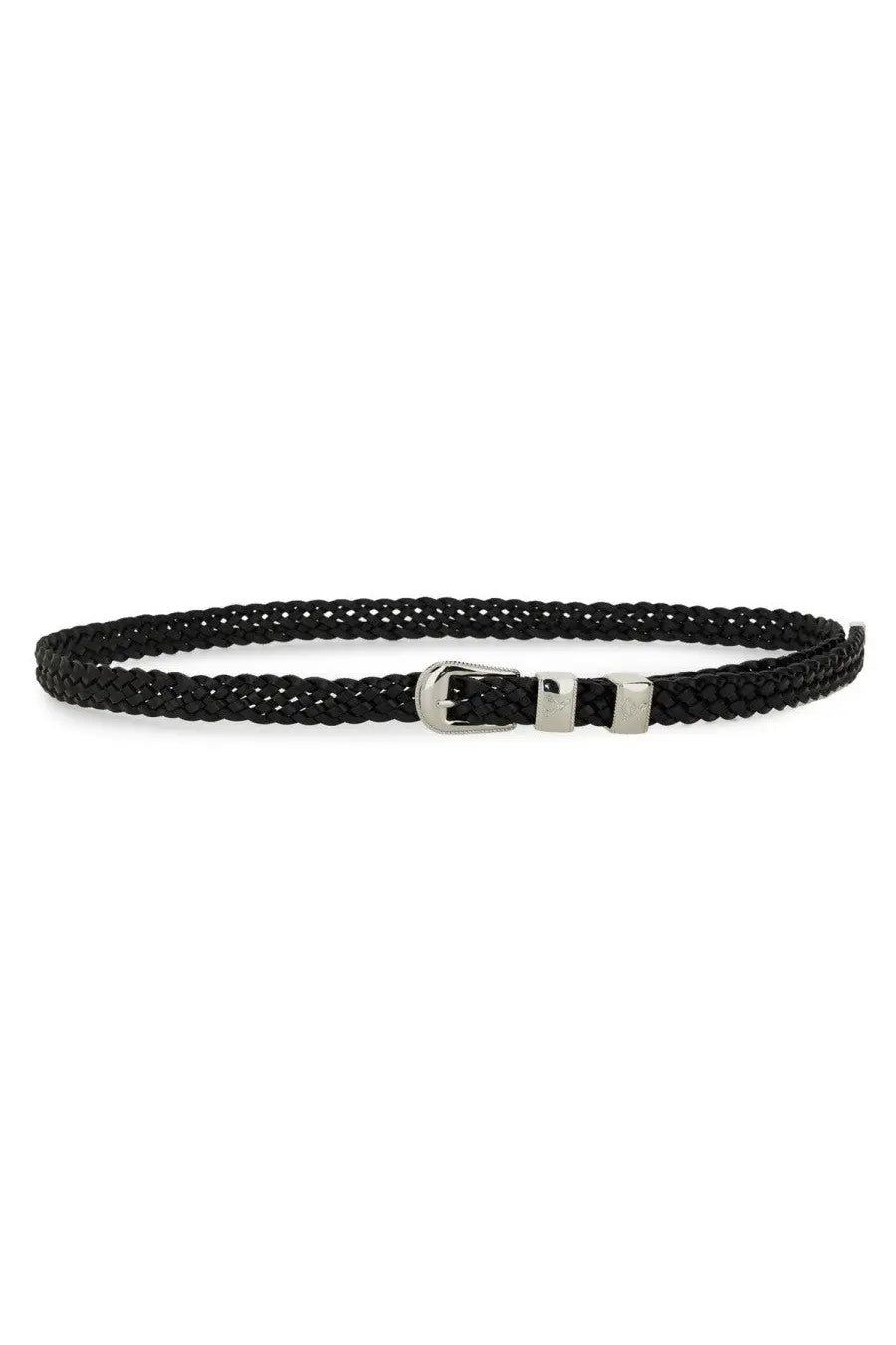 Black braided leather men’s belt with silver toned buckle woburn walk wing tip ply belt black
