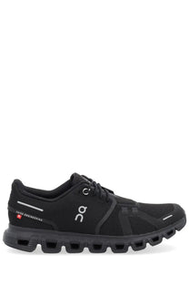 On women’s cloud sneaker black with mesh upper and rubber outsole shown from the side view