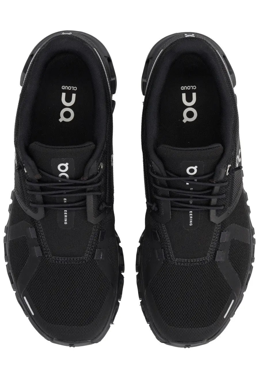 On women’s cloud sneaker black with mesh upper and rubber outsole for lightweight comfort and durability