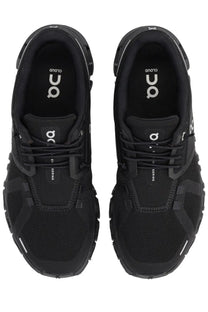 On women’s cloud sneaker black with mesh upper and rubber outsole for lightweight comfort and durability