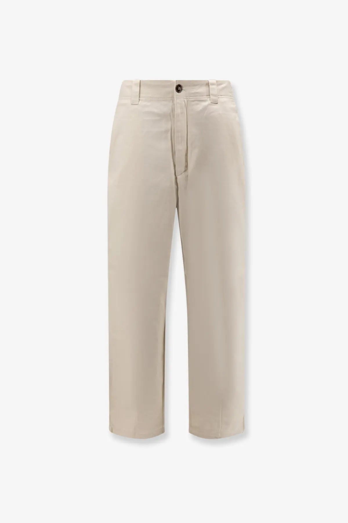 Woodbird men’s denim trousers white in beige chino fabric with straight-leg cut and single button waist closure
