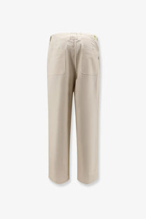 Woodbird men’s denim trousers white in beige wide-leg with minimalist design and subtle stitching details