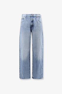 Woodbird men’s leroy denim jeans blue light-wash wide-leg cut with classic five-pocket design