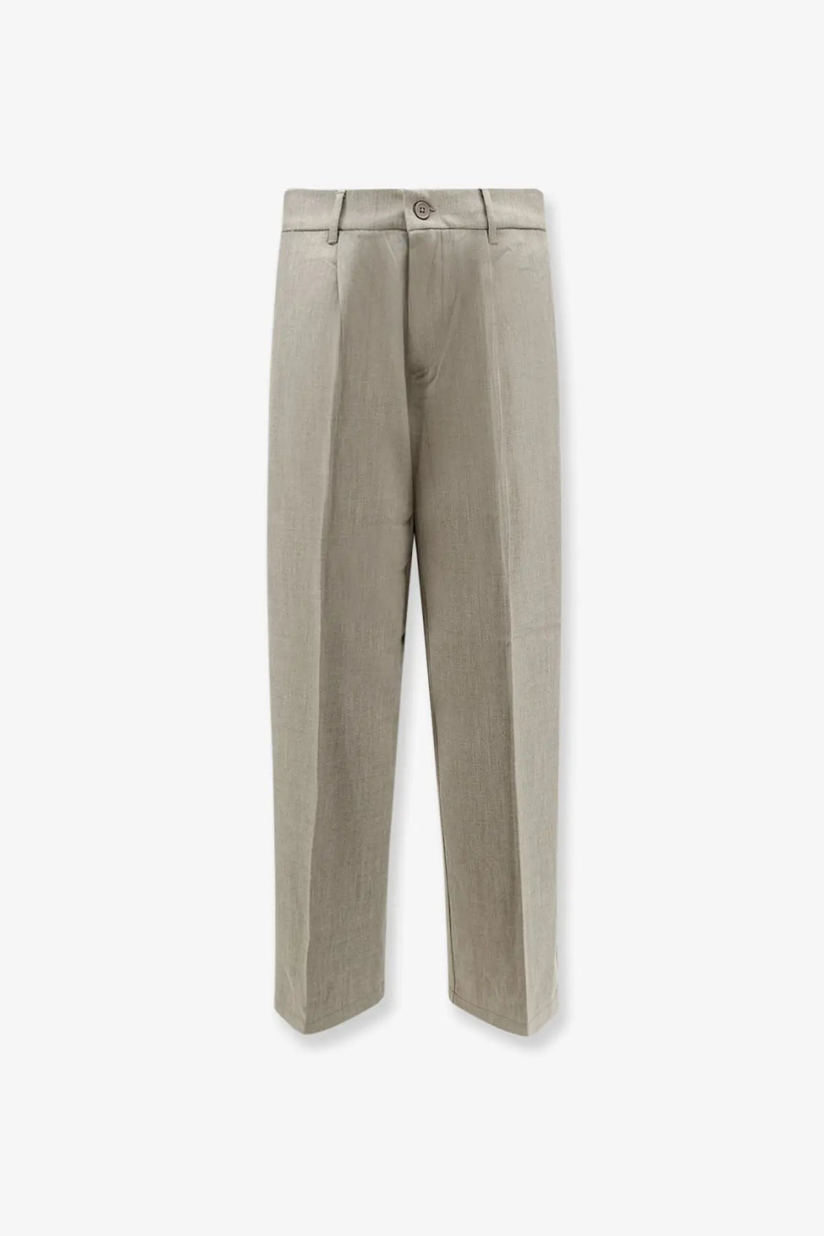 Beige linen woodbird men’s viscose blend trousers with tailored fit and subtle pleats at the waist