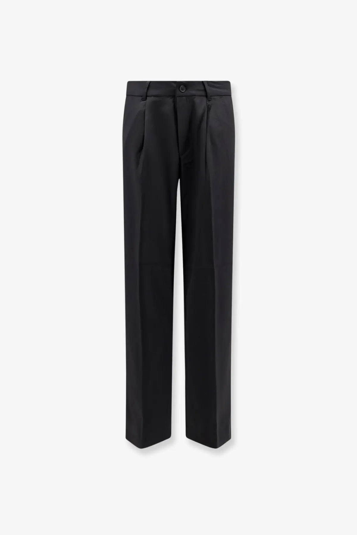 Woodbird men’s black tailored viscose blend trousers with a straight-leg cut and pleated front detail