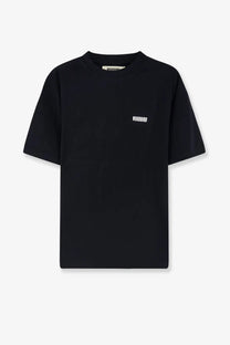 Woodbird men’s wbbaine sea organic cotton black short-sleeved crew neck t-shirt with subtle white logo embroidery