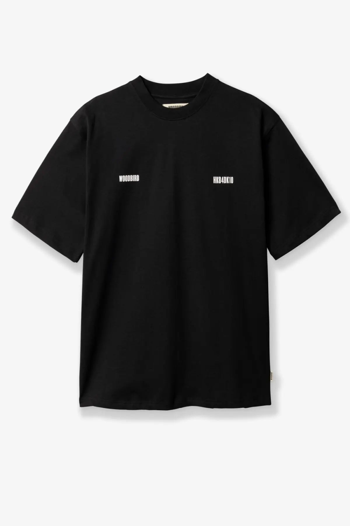 Woodbird men’s wbbaine zilla tee black cotton shirt with minimalist white text on the chest and short sleeves