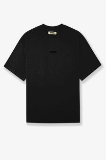 Woodbird men’s wbbeam black cotton short-sleeved crew neck t-shirt with minimalist chest branding and collar tag