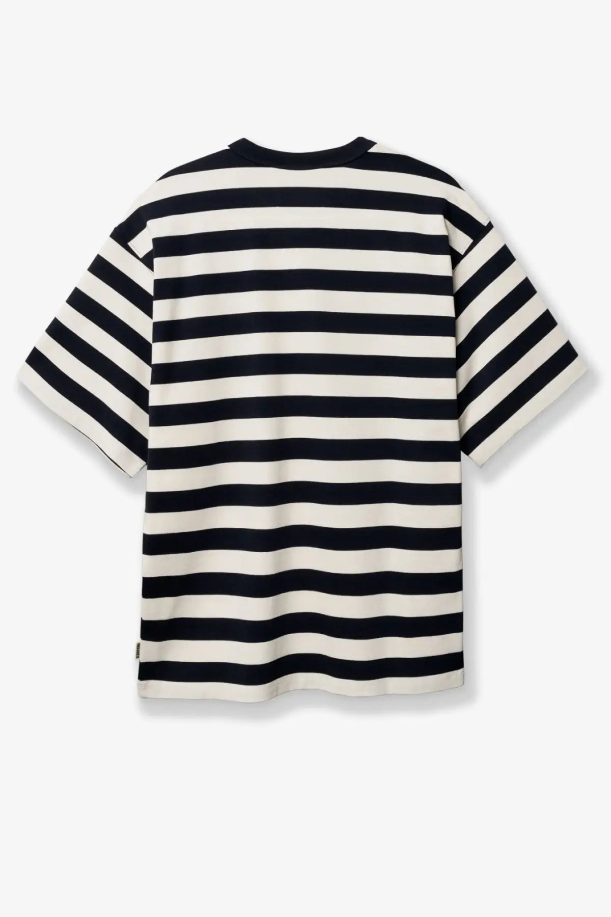 Woodbird men’s wbbeam organic cotton shirt blue black and white striped short-sleeved relaxed fit t-shirt
