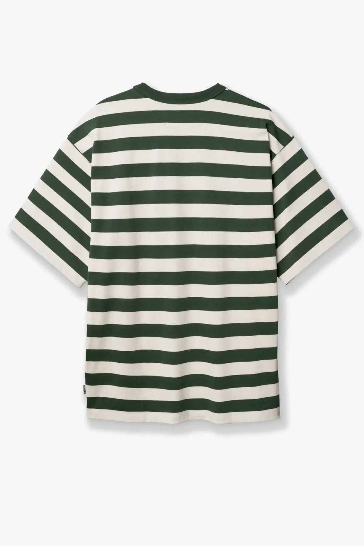 Woodbird men’s wbbeam stripe tee organic cotton shirt in dark green and off-white with a relaxed fit