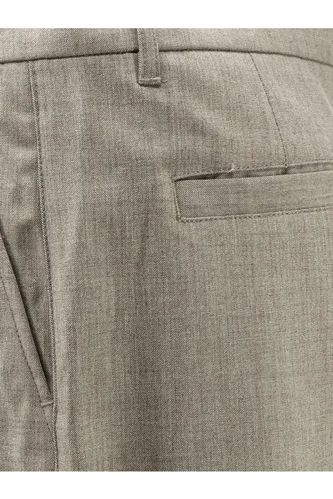 Woodbird men’s wbbin viscose blend bermuda shorts beige with gray textured wool trousers featuring subtle herringbone weave and stitched pockets