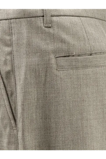 Woodbird men’s wbbin viscose blend bermuda shorts beige with gray textured wool trousers featuring subtle herringbone weave and stitched pockets