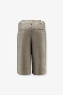 Beige linen woodbird men’s wbbin viscose blend bermuda shorts back side with subtle textured weave and two pockets