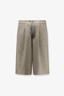 Woodbird men’s wbbin viscose blend bermuda shorts beige with beige pleated linen fabric button closure and straight-leg cut
