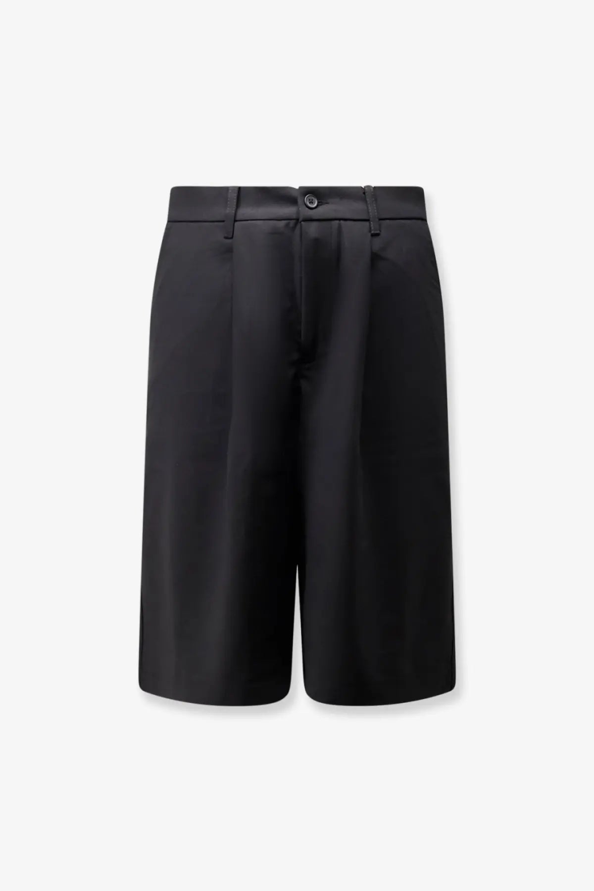 Woodbird men’s wbbin viscose blend bermuda shorts in black with pleated tailored design and single button waist closure