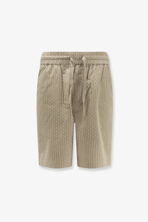 Woodbird men’s wbbommy cotton bermuda shorts beige with white vertical pinstripes and matching drawstring waistband