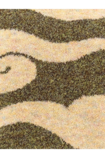 Olive and cream colored woolen rug with plush textured surface featuring flowing wave like patterns in woodbird mens wbkurt cloud sweater green product image