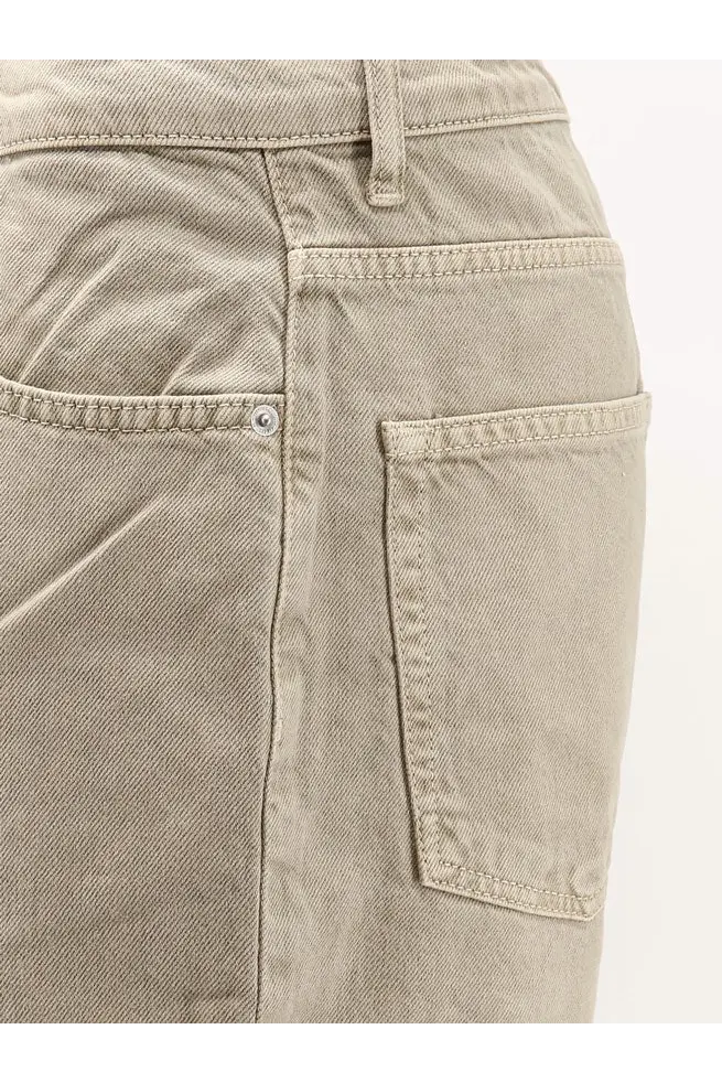 Woodbird men’s wbleroy base beige denim trousers featuring beige denim with five-pocket design and subtle stitching details