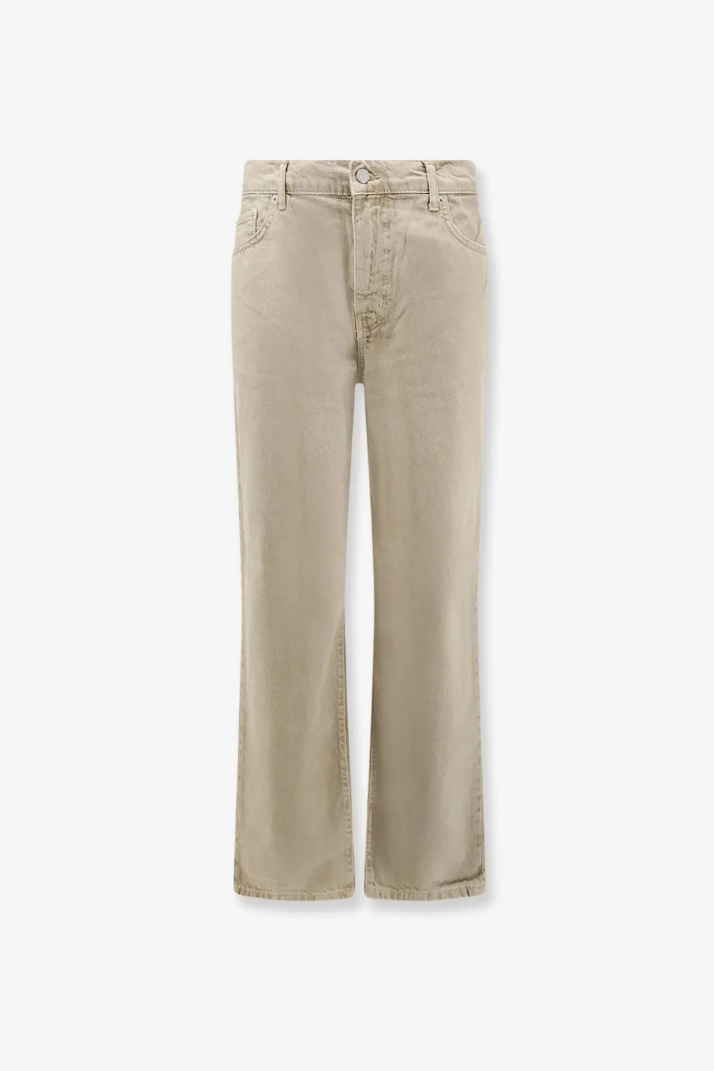 Woodbird men’s wbleroy base beige denim trousers with beige wide-leg relaxed fit and classic five-pocket design