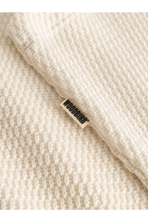 Cream-colored textured knit blanket with visible woodbird brand tag for woodbird men’s wblung viscose blend tank top white