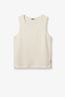 Woodbird men’s wblung viscose blend tank top white cream ribbed knit with round neckline and side seam detail