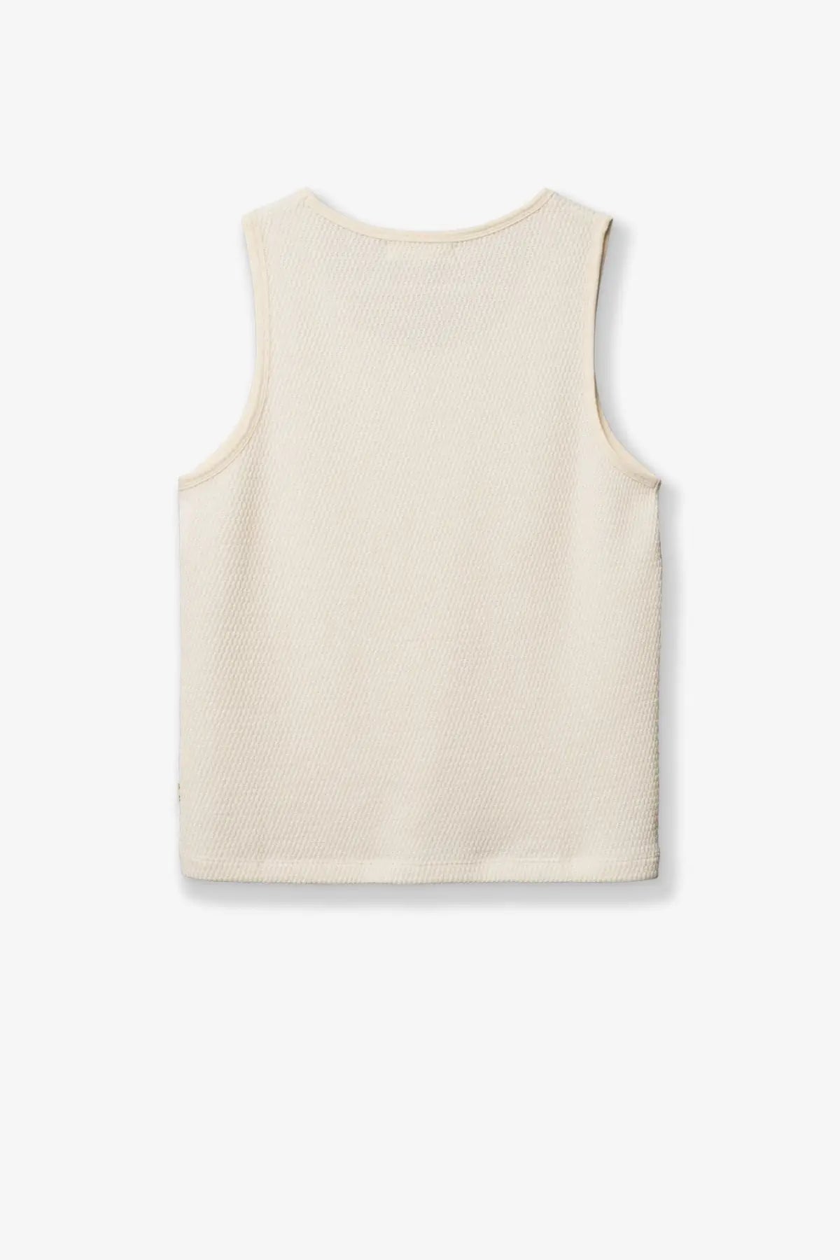 Cream-colored woodbird men’s wblung viscose blend tank top with woven texture and rounded neckline sleeveless design
