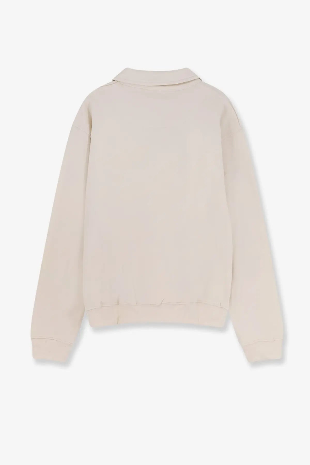 Beige organic cotton polo-style sweatshirt with ribbed cuffs and hem from woodbird mens collection